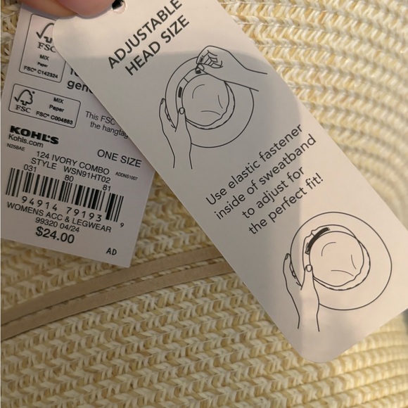 NEW * SONOMA Cream Woven Sun Hat Packable OS - Picture 6 of 6